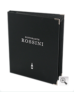 Ristorante Rossini mit Buchschrauben, Speisekarten Mango