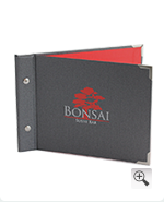 Bonsai - Sushi Bar mit Buchschrauben, Speisekarten Papaya