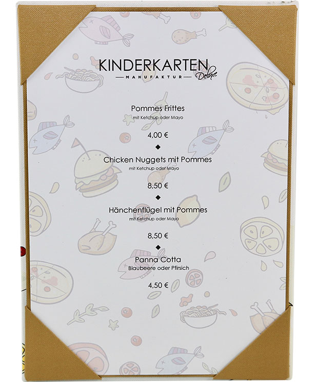 Kinderspeisekarte auf buntem Speisekartenpapier