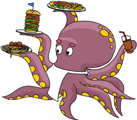 Octopus aus unserer Kinderspeisekarte Unterwasser-Küchen-Welt