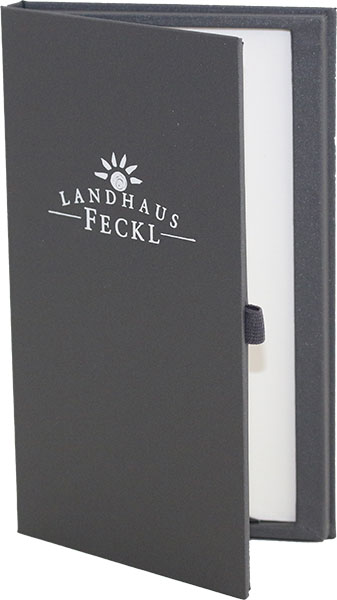 Hotel - Restaurant Landhaus Feckl mit Rechnungsbox, Speisekarten Zwiebel, Logo Position Goldener Schnitt, Heißfolienprägung