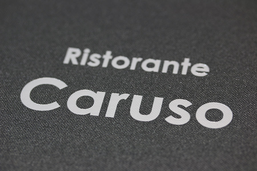 Ristorante Caruso mit Logo, Heißfolienprägung