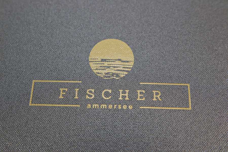 Restaurant Fischer Ammersee mit Logo, Heißfolienprägung