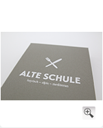 Heißfolienprägung vom Logo ALTE SCHULE