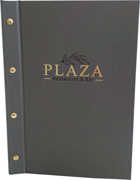 Plaza Paderborn - Restaurant & Bar mit Weinkarte, Getränkekarte, Speisekarte, DIN A4, Speisekarten Papaya, Logo Position Goldener Schnitt