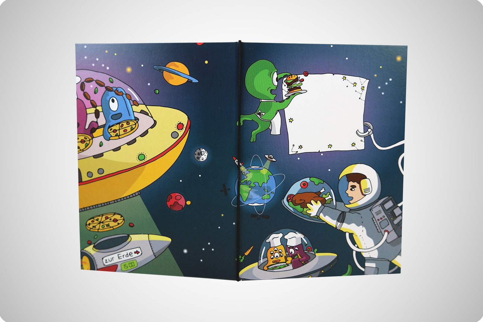 Kinderspeisekarte Hardcover Light - Weltraum