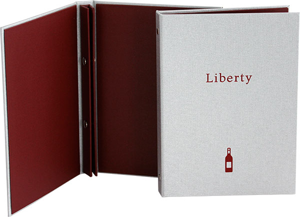 Bistrorante Liberty mit Buchschrauben, Speisekarten Mango